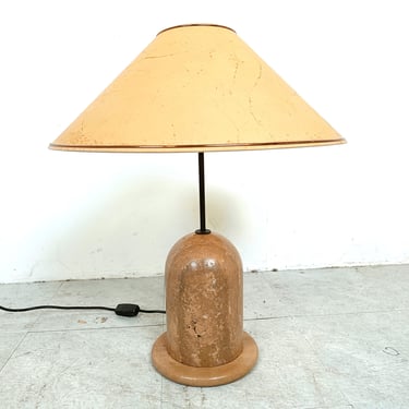 Vintage travertine table lamp, 1970s - vintage stoneware table lamp - vintage design table lamp - vintage italian table lamp 