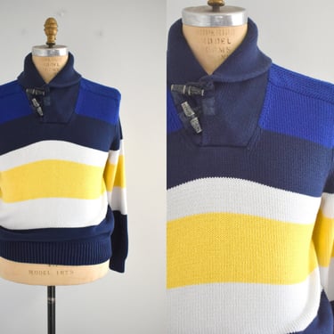 1990s Polo Ralph Lauren Men's Cotton Striped Sweater 