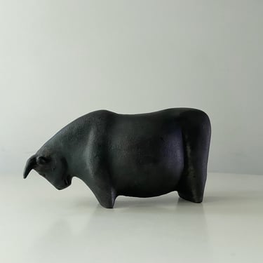 Melancholic Cast Iron Toro Bull Picasso Manner Figure Sculpture Designer Object Primitive Heavy Japan Minimalist Abstract 