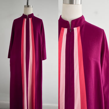 1970s Purple and Pink Velour Robe 