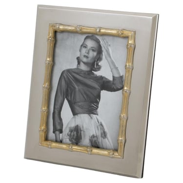 Gucci Italy Chrome and Gold Plate Picture Frame Bamboo Design