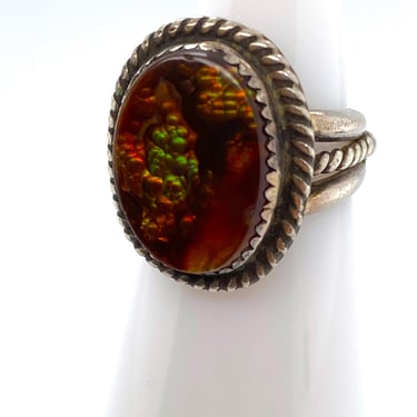 Vintage Artisan Navajo Fire Agate Sterling Silver Ring Sz 3.5 Child Pinky 