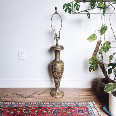 Vintage Indian Etched Brass Lamp 