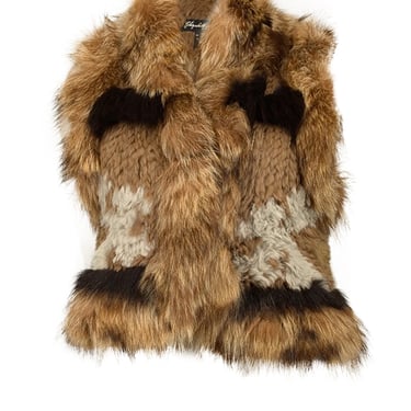 Elizabeth & James - Brown & Grey Fur Vest Sz XS/S