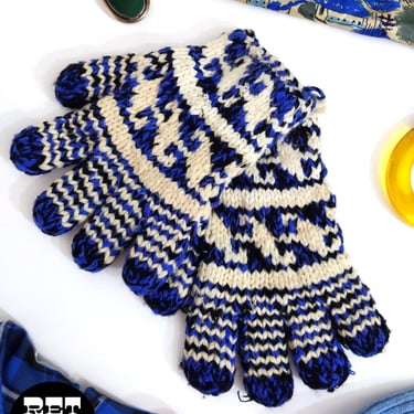 Chunky Fun Vintage Blue Waves Winter Gloves - Very Bernie Sanders 