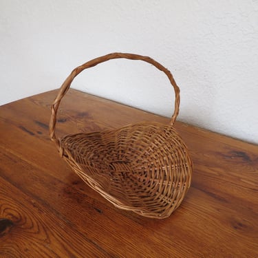 Vintage Woven Wicker Flower Gathering Basket 