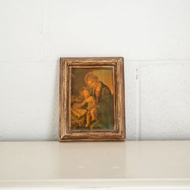 vintage french religious icon, Madonna and child