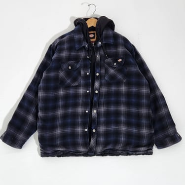 Dickies Thick Hooded Blue Flannel Jacket Sz. XL