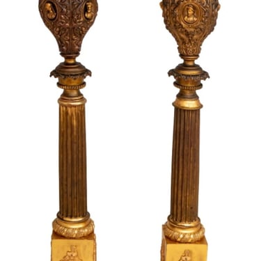 French Empire Style Bronze Spirit Lamps, Pair