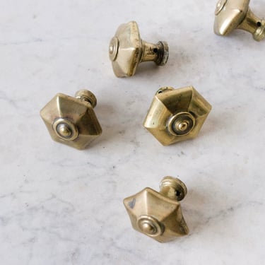 Antique Brass Cabinet Knob Set of 6