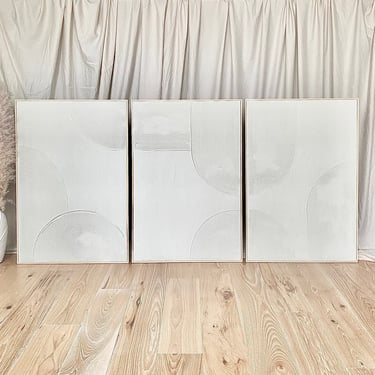 set of 3 framed abstract plaster wall art | 3d wall art | plaster art | plaster paint | plaster canvas art | arch decor | midcentury modern 