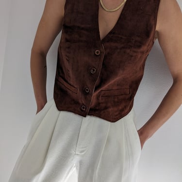 80s Walnut Suede Vest