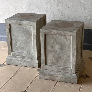 Pair of Wood Faux Painted Marble Plinths