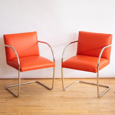 Orange Leather Brno Chairs