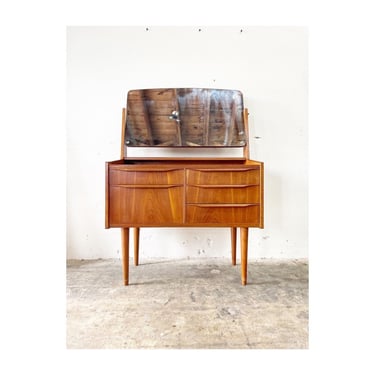 Danish Modern Vanity or Console Table with Mirror 