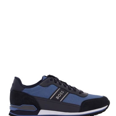 Boss Sneakers Parkour-L_Runn_Rsmx Blue Technical Fabric And Suede With Tank Sole Men