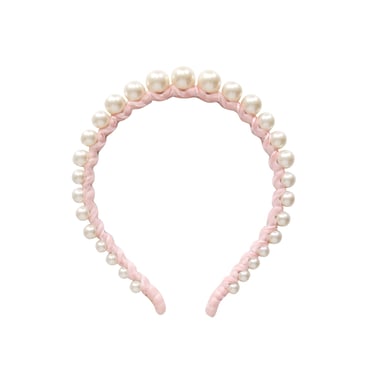 Lele Sadoughi - Pink Velour w/ White Pearl Deatil Headband