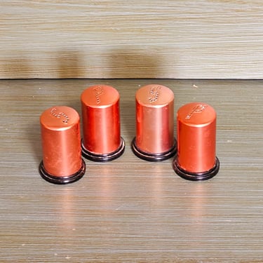Mid Century Salt Pepper Shakers set of 4 copper 