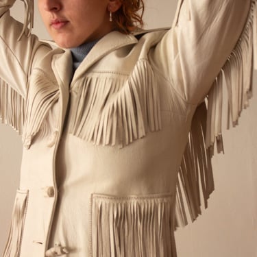 RARE 1940s Women's Westernwear Ecru Fringed Kidskin Jacket 