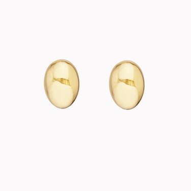 Oval Omega Puff Button Stud Earrings