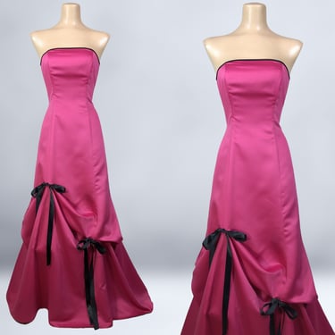 VINTAGE 90s Barbie Pink Ball Gown Prom Dress with Pickups by Urban Girl Nites Sz 3/4 | 1990s Formal Party Dress | Halloween Princess VFG 