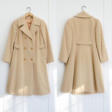 beige wool coat 60s 70s vintage Bromleigh tan minimalist heavy wool coat 