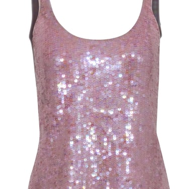 Papell -  Lavender Pink Knitted Silk Blend Sequins Tank Sz S