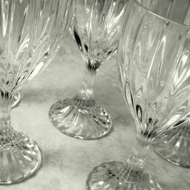 10  Mikasa Park Lane 6 3/8” Ribbed Linear Crystal Wine Glasses~ Vintage Wine Glass Set ~ Replacements~ Wedding Goblets~ Crystal stemware~ 