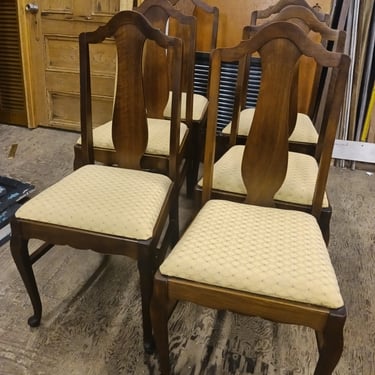 6pc Wood upholstered chairs