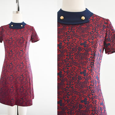 1960s/70s Burgundy and Navy Knit Dress 