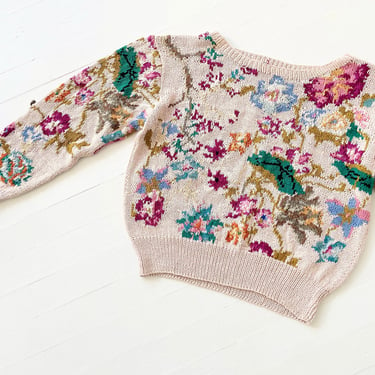 1990s Floral Silk Cropped Sweater 