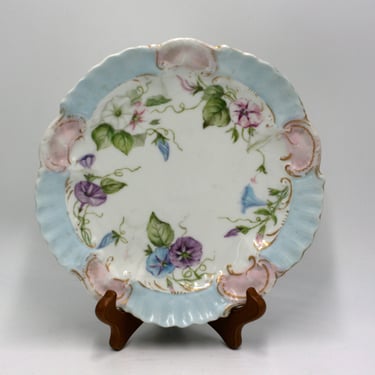 vintage Limoges France AL Porcelain Morning Glory Plate Hand painted 