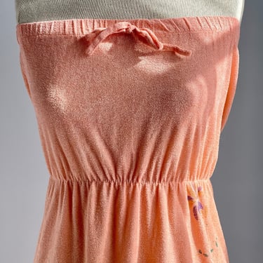 1970'S Cover up Sun Dress Peach with Flowers 