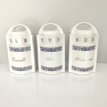 White Ceramic Dutch Canisters-Set of 3 