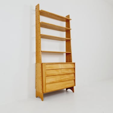 Mid-Century German freestanding vintage library bookcase shelf Cheast of drawers, 1960s 