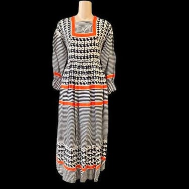 mod floral dress vintage striped maxi dress small 