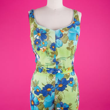 Vintage 1950s Peter Pan Sun Blazers Swimsuit / Playsuit with Adjustable Straps and Belt 