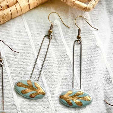 Blue Matisse Inspired Ceramic Earrings