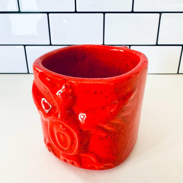 Vintage Red Handmade Phoenix Mug, Made in USA, Vintage Coffee Cup, Phoenix Mug, Bird Coffee Mug 