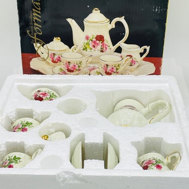 10 Pc Miniature Tea Set Formalities By Baum Brothers Victorian Rose Collection- Unused 