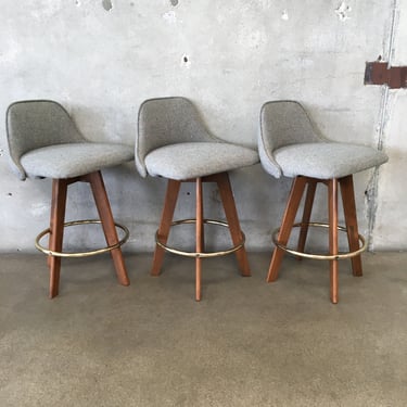 Set of Three Mid Century Modern Swivel Counter Top Stools