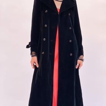 Black Velvet Maxi Coat (S)