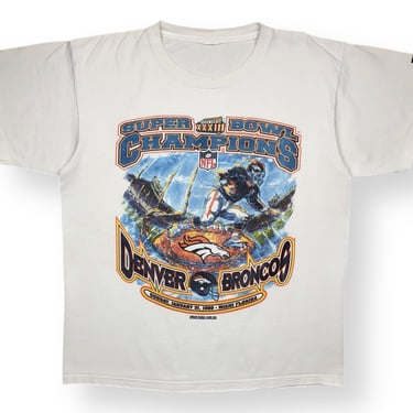 Vintage 1999 Starter Denver Broncos Super Bowl XXXIII Champions Locker Room Graphic T-Shirt Size Large 