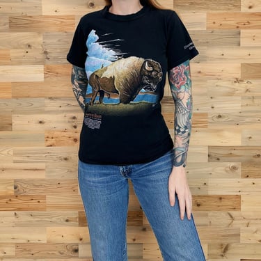 Vintage 1990 American Bison Nature Animal T Shirt 