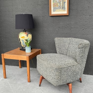 Midcentury Swivel Blueish Gray Chair