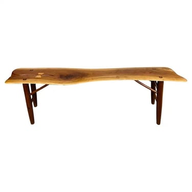 Free-Form Walnut Bench By Herbert Millstone After Phillip Lloyd Powell 