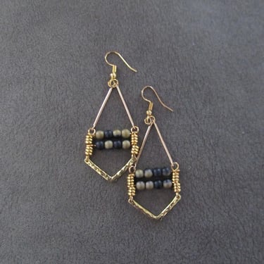 Mid century modern geometric industrial earrings, black 