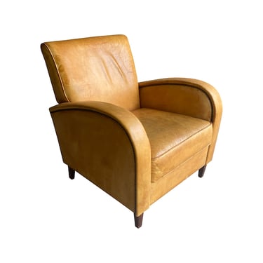 Art Deco Leather Club Chair, France, 1940&#8217;s