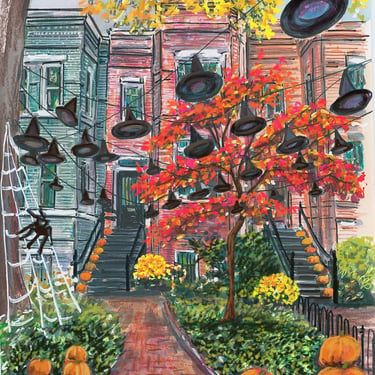 Hats on the Hill Giclee Halloween Print on Capitol Hill by Cris Clapp Logan 