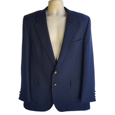 1980's Hastings Navy Blue Blazer Dress Suit Jacket Cosplay Costume Men's L 44R 